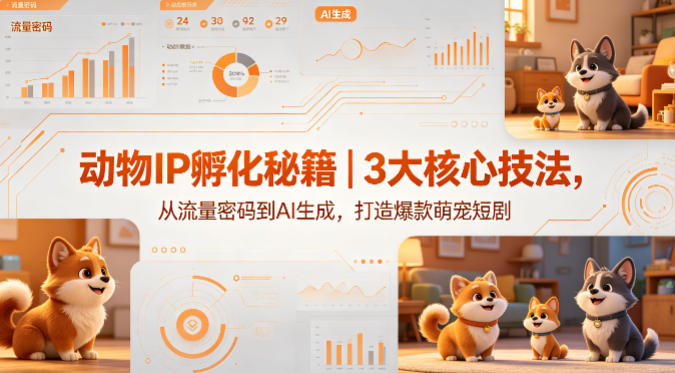 动物IP孵化秘籍｜3大核心技法，从流量密码到AI生成，打造爆款萌宠短剧-吾爱网创