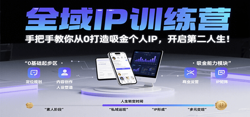 全域IP训练营，手把手教你从0打造吸金个人IP，开启第二人生！-吾爱网创
