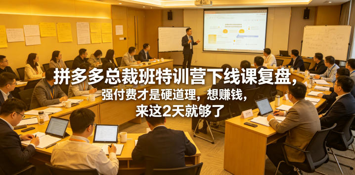 拼多多总裁班特训营下线课复盘,强付费才是硬道理,想賺钱,来这2天就够了-吾爱网创
