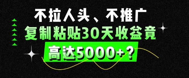 不拉人头、不推广，复制粘贴30天收益竟高达5000+？-吾爱网创