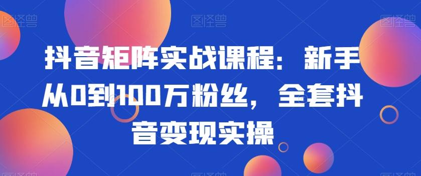 抖音矩阵实战课程：新手从0到100万粉丝，全套抖音变现实操-吾爱网创