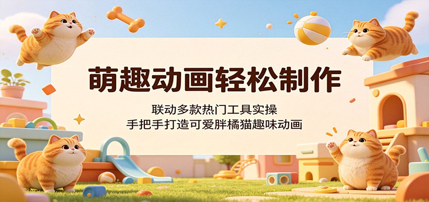 萌趣动画轻松制作，联动多款热门工具实操，手把手打造可爱胖橘猫趣味动画-吾爱网创