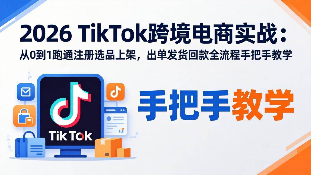 （17850期）2026TikTok跨境电商实战：从0到1跑通注册选品上架，出单发货回款全流程手把手教学-吾爱网创