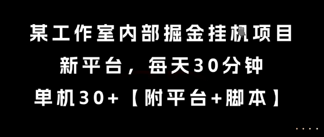某工作室内部掘金挂G项目，新平台，每天30分钟，单机30+【揭秘】-吾爱网创