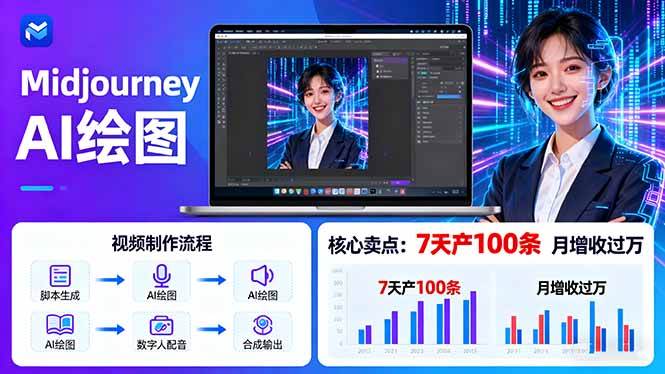 （16049期）AI绘图照片开口说话视频制作：Midjourney+数字人，7天产100条月增收过万-吾爱网创
