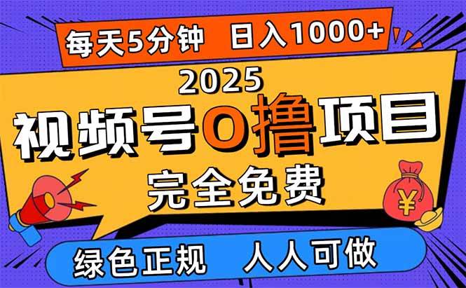 （16388期）2025视频号0撸项目，5分钟一个号，日入1000+，人人可做-吾爱网创