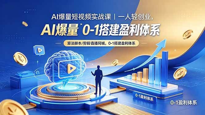 (18652期)AI爆量短视频实战课|一人轻创业,算法脚本剪辑直播同城,0-1搭建盈利体系-吾爱网创