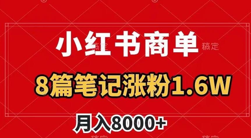 小红书商单最新玩法，8篇笔记涨粉1.6w，作品制作简单，月入8000+【揭秘】-吾爱网创
