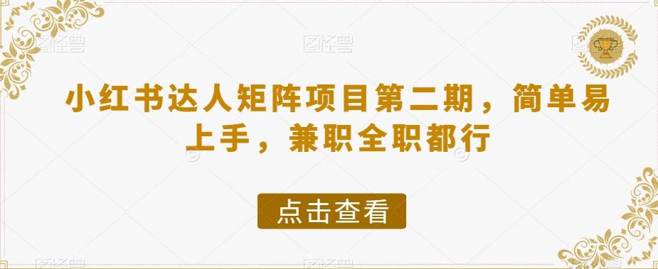 小红书达人矩阵项目第二期，简单易上手，兼职全职都行-吾爱网创