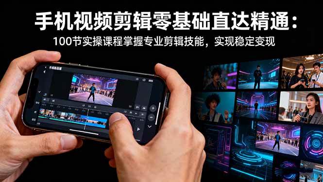 （16466期）手机视频剪辑零基础直达精通：100节实操课程掌握专业剪辑技能，实现稳…-吾爱网创