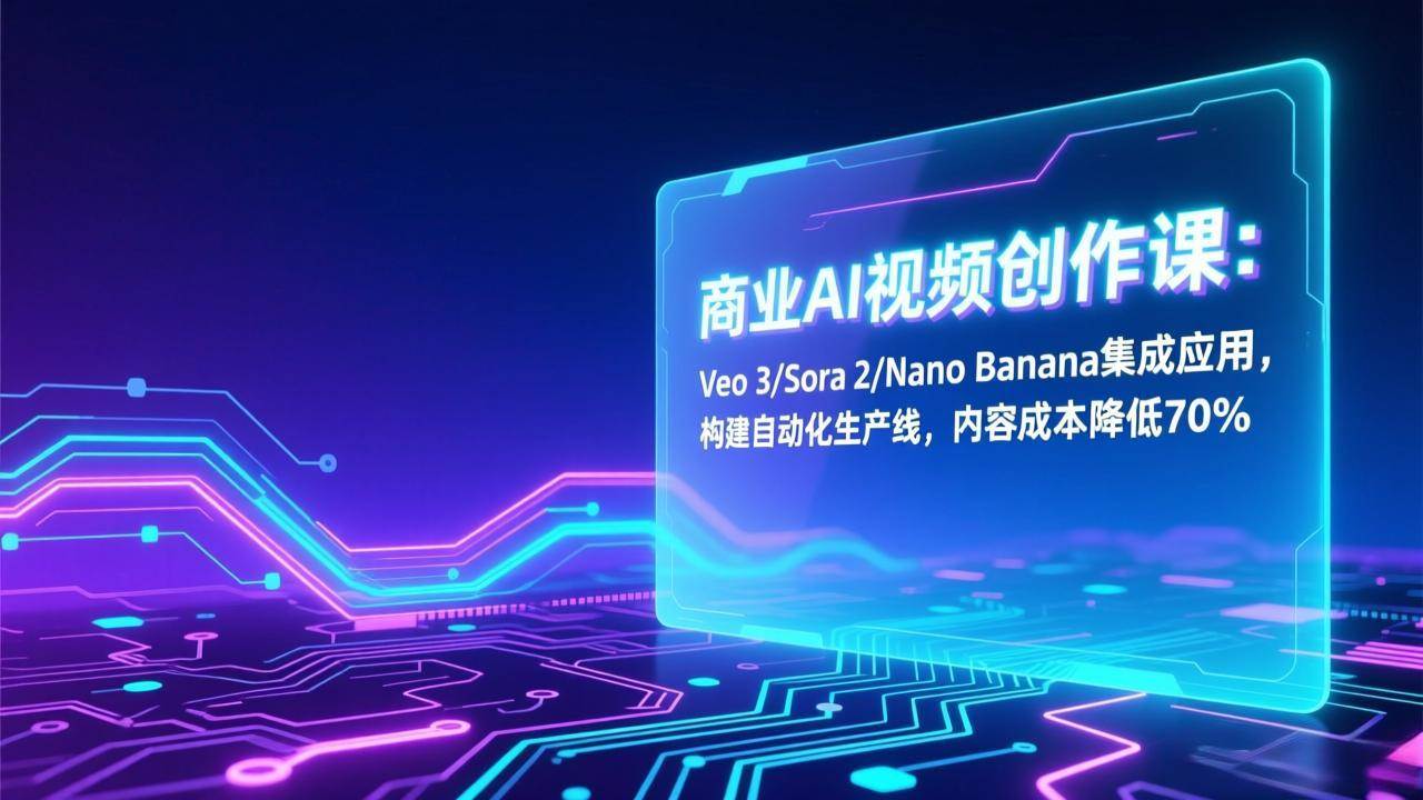 （17070期）商业AI视频创作课：Veo 3/Sora 2/Nano Banana集成应用，构建自动化生产线，内容成本降低70%-吾爱网创