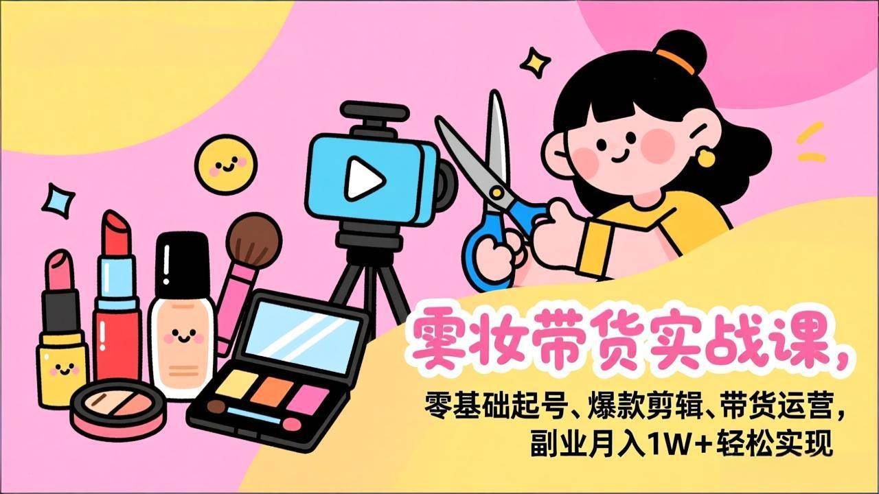 （17189期）美妆带货实战课，零基础起号、爆款剪辑、带货运营，副业月入1W+轻松实现-吾爱网创