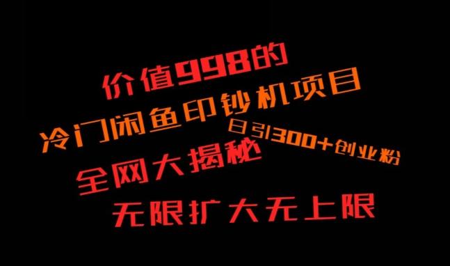 闲鱼流量印钞机项目大揭秘，日引300+创业粉，保姆级实操教程-吾爱网创