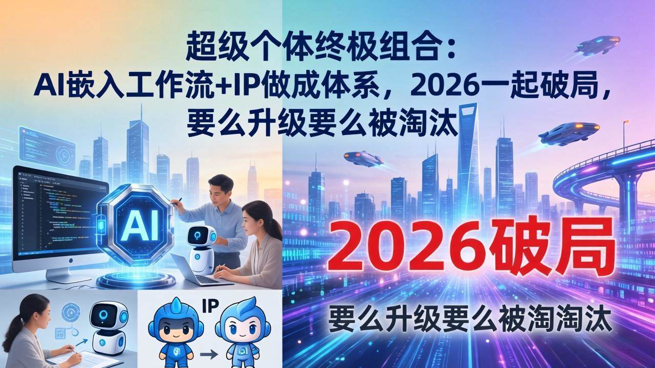 （17808期）超级个体终极组合-更新：AI嵌入工作流+IP做成体系，2026一起破局，要么升级要么被淘汰-吾爱网创