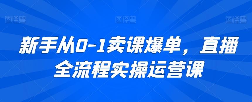 新手从0-1卖课爆单，直播全流程实操运营课-吾爱网创