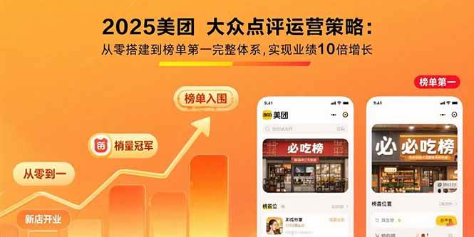 （15602期）2025美团 大众点评运营策略:从零搭建到榜单第一完整体系,实现业绩10倍增长-吾爱网创