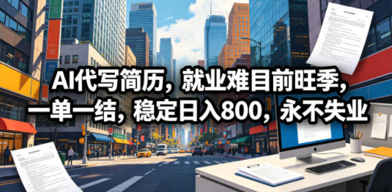 AI代写简历，就业难目前旺季，一单一结，稳定日入800，永不失业-吾爱网创