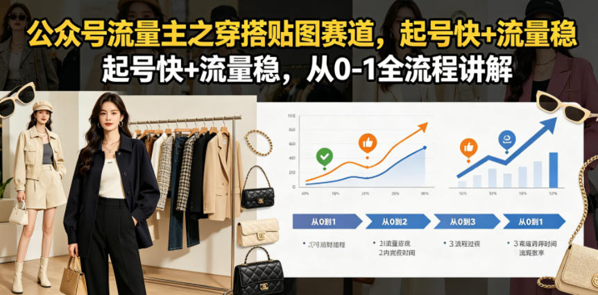 公众号流量主之穿搭贴图赛道，起号快+流量稳，从0-1全流程讲解-吾爱网创