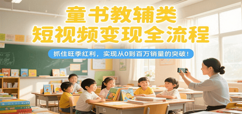 童书教辅类短视频变现全流程，抓住旺季红利，实现从0到百万销量的突破！-吾爱网创