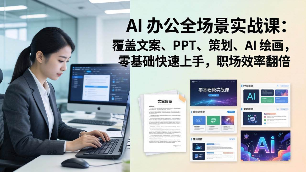 （17732期） AI 办公全场景实战课：覆盖文案、PPT、策划、AI 绘画，零基础快速上手，职场效率翻倍-吾爱网创