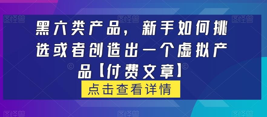 黑六类虚拟产品,新手如何挑选或者创造出一个虚拟产品【付费文章】-吾爱网创