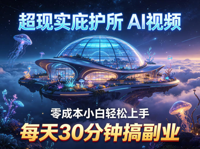 超现实庇护所AI视频项目拆解,零成本小白轻松上手,每天30分钟搞副业-吾爱网创