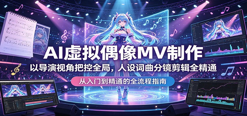 AI虚拟偶像MV制作：以导演视角把控全局，人设词曲分镜剪辑全精通-吾爱网创