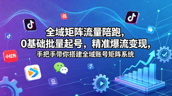 全域矩阵流量陪跑，0基础批量起号，精准爆流变现，手把手带你搭建全域账号矩阵系统-吾爱网创