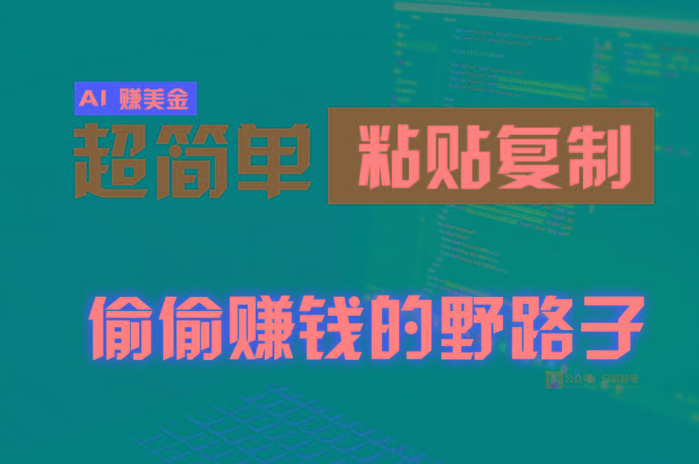 偷偷赚钱野路子，0成本海外淘金，无脑粘贴复制，稳定且超简单，适合副业兼职-吾爱网创