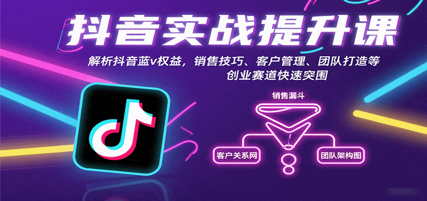 抖音实战提升课：解析抖音蓝v权益，销售技巧、客户管理、团队打造等创业赛道快速突围-吾爱网创