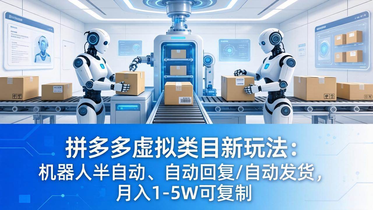 （18038期）拼多多虚拟类目新玩法：机器人半自动、自动回复 /自动发货，月入 1-5W 可复制-吾爱网创