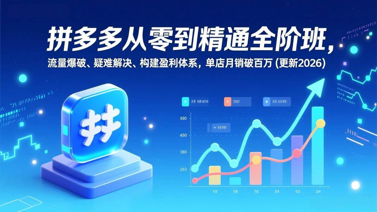 （17148期）拼多多从零到精通全阶班，流量爆破、疑难解决，构建盈利体系，单店月销破百万(更新2026)-吾爱网创