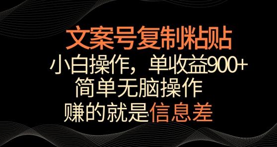 文案号掘金，简单复制粘贴，小白操作，单作品收益900+【揭秘】-吾爱网创