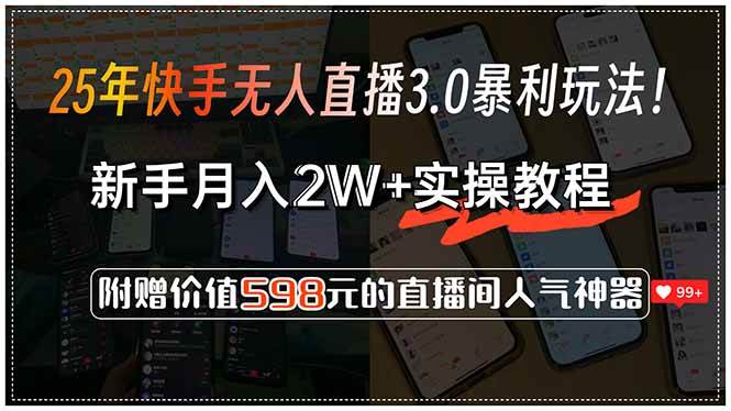 （15335期）25年快手无人直播3.0暴利玩法！，新手月入2W+实操教程，附赠价值598元…-吾爱网创