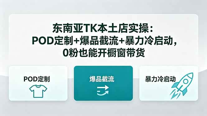 (18488期)东南亚TK本土店实操-5月更新:POD定制+爆品截流+暴力冷启动,0粉也能开橱窗带货-吾爱网创
