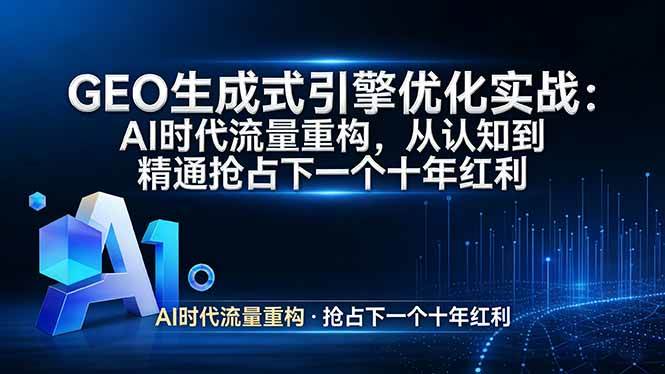 （17708期）GEO 生成式引擎优化实战：AI时代流量重构，从认知到精通抢占下一个十年红利-吾爱网创