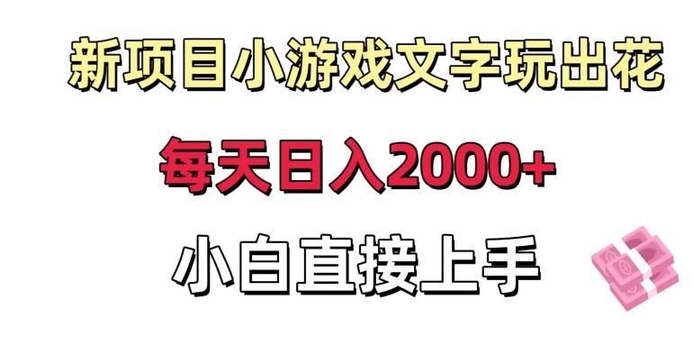 新项目小游戏文字玩出花日入2000+，每天只需一小时，小白直接上手【揭秘】-吾爱网创