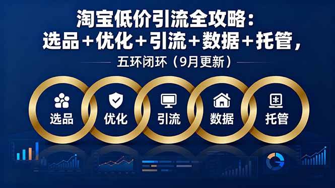 (16009期)淘宝低价引流全攻略:选品+优化+引流+数据+托管,五环闭环(9月更新)-吾爱网创