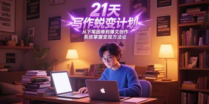 （15204期）21天写作蜕变计划，从下笔困难到爆文创作，系统掌握变现方法论-吾爱网创