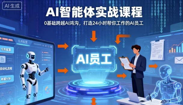 Ai智能体实战课程，0基础跨越Ai鸿沟，打造24小时帮你工作的Ai员工，打破常规，以实战定义Ai-吾爱网创