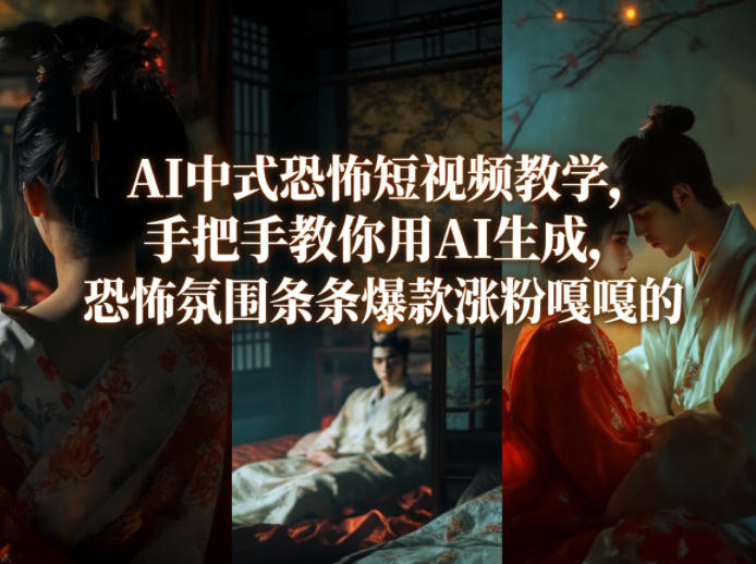 AI中式恐怖短视频教学，手把手教你用AI生成，恐怖氛围条条爆款涨粉嘎嘎的-吾爱网创