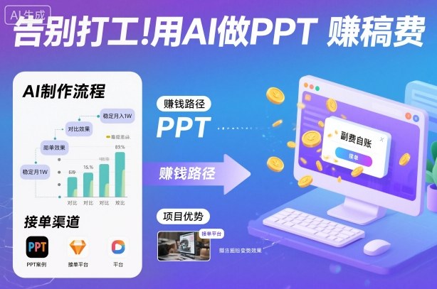 告别打工！用AI做PPT賺稿费，稳定月入1W，提供接单渠道-吾爱网创