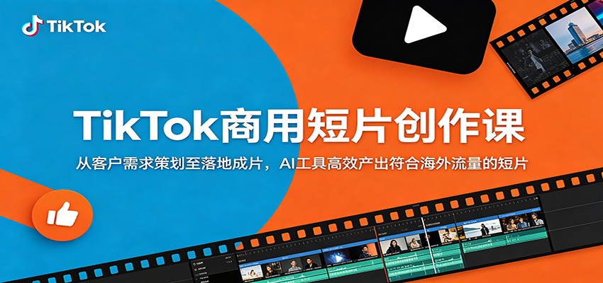 TikTok商用短片创作课:从客户需求策划至落地成片,AI工具高效产出符合海外流量的短片-吾爱网创