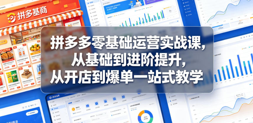 拼多多零基础运营实战课，从基础到进阶提升，从开店到爆单一站式教学-吾爱网创