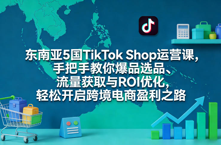 东南亚5国TikTok Shop运营课，手把手教你爆品选品、流量获取与ROI优化，轻松开启跨境电商盈利之路-吾爱网创
