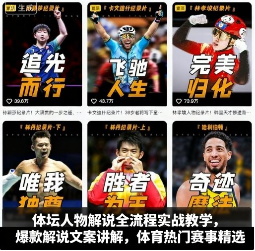 体坛人物解说全流程实战教学，爆款解说文案讲解，体育热门赛事精选-吾爱网创