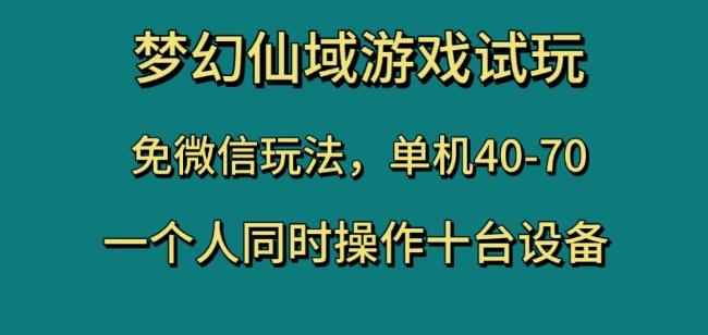 梦幻仙域游戏试玩，免微信玩法，单机40-70，一个人同时操作十台设备【揭秘】-吾爱网创