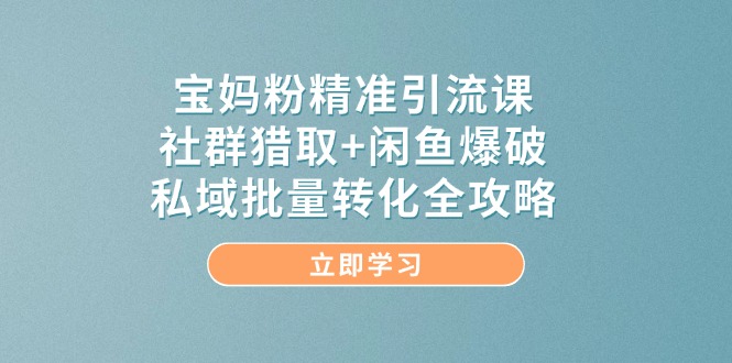 （14820期）宝妈粉精准引流课，社群猎取+闲鱼爆破，私域批量转化全攻略-吾爱网创