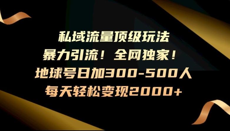 暴力引流,全网独家,地球号日加300-500人,私域流量顶级玩法,每天轻松变现2000+-吾爱网创