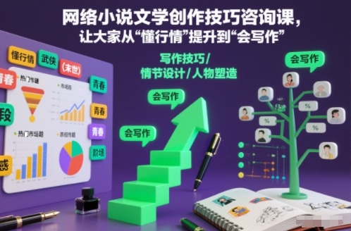 网络小说文学创作技巧咨询课，让大家从“懂行情”提升到”会写作”的高度-吾爱网创